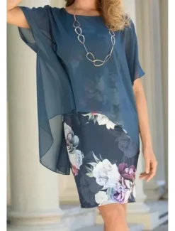 Outlet Women's Mini Dress Casual Dress Stylish Casual Vacation Daily Regular Fit Floral Short Sleeve Crew Neck Summer Women Floral Dresses|Spring Dresses
