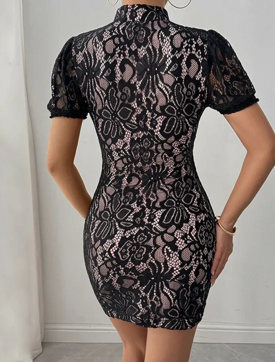 Best Women's Mini Dress Casual Dress Bodycon Summer Dress Fashion Romantic Modern Daily Beach Weekend Regular Fit Plain Short Sleeve Stand Collar Black White Summer Women White Dresses