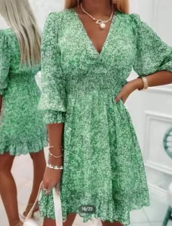New Women's Mini Dress Casual Dress Floral Dress Boho Dress Stylish Classic Modern Vacation Daily Date Regular Fit Floral Print Half Sleeve V Neck Pink Blue Green Summer Spring Women Floral Dresses|Spring Dresses