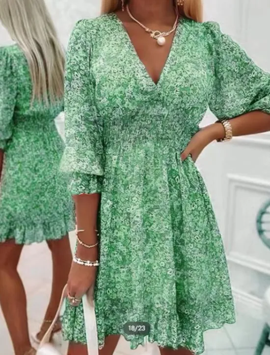 New Women's Mini Dress Casual Dress Floral Dress Boho Dress Stylish Classic Modern Vacation Daily Date Regular Fit Floral Print Half Sleeve V Neck Pink Blue Green Summer Spring Women Floral Dresses|Spring Dresses