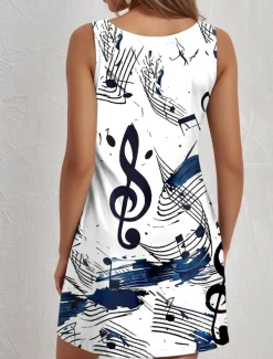 Sale Women's Mini Dress Casual Dress Petite Dress Sundress Summer Dress Casual Vacation Daily Holiday Regular Fit Graphic Sleeveless Crew Neck Summer Women Sundresses