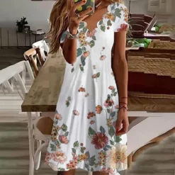 Sale Women's Mini Dress Casual Dress Petite Dress Sundress A Line Dress Bohemia Tropical Sexy Vacation Casual Daily Regular Fit Floral Short Sleeve Sweetheart White Purple Green Summer Spring Women Spring Dresses