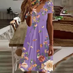 Sale Women's Mini Dress Casual Dress Petite Dress Sundress A Line Dress Bohemia Tropical Sexy Vacation Casual Daily Regular Fit Floral Short Sleeve Sweetheart White Purple Green Summer Spring Women Spring Dresses