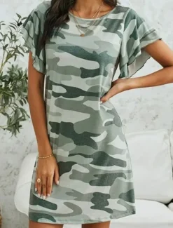 Clearance Women's Mini Dress Casual Dress Stylish Casual Vacation Daily Loose Fit Graphic Short Sleeve Crew Neck Summer Spring Women T Shirt Dresses