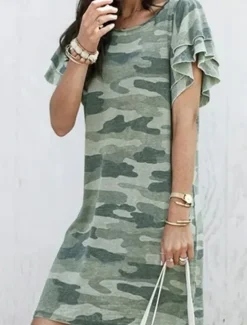 Clearance Women's Mini Dress Casual Dress Stylish Casual Vacation Daily Loose Fit Graphic Short Sleeve Crew Neck Summer Spring Women T Shirt Dresses