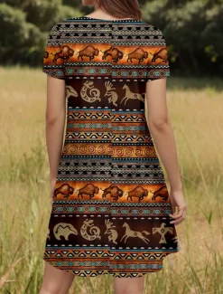 Sale Women's Mini Dress Casual Dress Petite Dress T Shirt Dress Tee Dress Sundress Vintage Casual Vacation Casual Daily Regular Fit Floral Color Block Short Sleeve Crew Neck Summer Women T Shirt Dresses