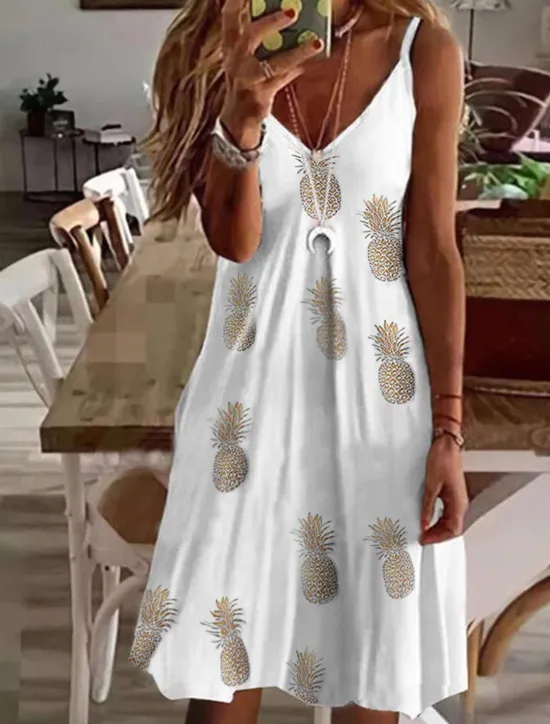 Best Women's Mini Dress Casual Dress Petite Dress Sundress Summer Dress Basic Sexy Casual Vacation Daily Holiday Regular Fit Heart LOVE Fruit Sleeveless V Neck Spaghetti Strap pineapple Flowers Women Sundresses