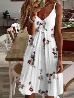 Best Women's Mini Dress Casual Dress Petite Dress Sundress Summer Dress Basic Sexy Casual Vacation Daily Holiday Regular Fit Heart LOVE Fruit Sleeveless V Neck Spaghetti Strap pineapple Flowers Women Sundresses