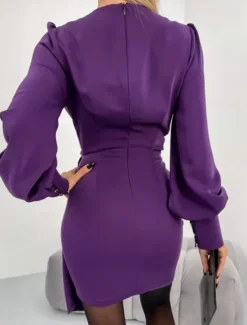 Women's Mini Dress Casual Dress Bodycon Stylish Sexy Casual Vacation Work Daily Regular Fit Plain 3/4 Length Sleeve V Neck Black Purple Summer Spring Women Work Dresses