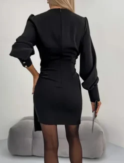 Women's Mini Dress Casual Dress Bodycon Stylish Sexy Casual Vacation Work Daily Regular Fit Plain 3/4 Length Sleeve V Neck Black Purple Summer Spring Women Work Dresses