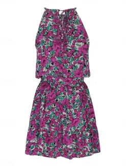 Outlet Women's Mini Dress Casual Dress A Line Dress Stylish Casual Vacation Daily Regular Fit Floral Sleeveless Halter Neck Red Purple Summer Women Spring Dresses