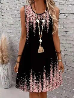 Best Women's Mini Dress Casual Dress Petite Dress Sundress Summer Dress Casual Vacation Daily Holiday Regular Fit Ombre Sleeveless Crew Neck Summer Women Sundresses