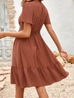 Discount Women's Mini Dress Casual Dress A Line Dress Stylish Basic Casual Vacation Daily Regular Fit Plain Short Sleeve V Neck Light Green Red Summer Spring Women Casual Dress