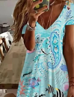 Women's Mini Dress Casual Dress Elegant Tropical Hawaiian Daily Regular Fit Floral Short Sleeve Crew Neck Summer Women T Shirt Dresses