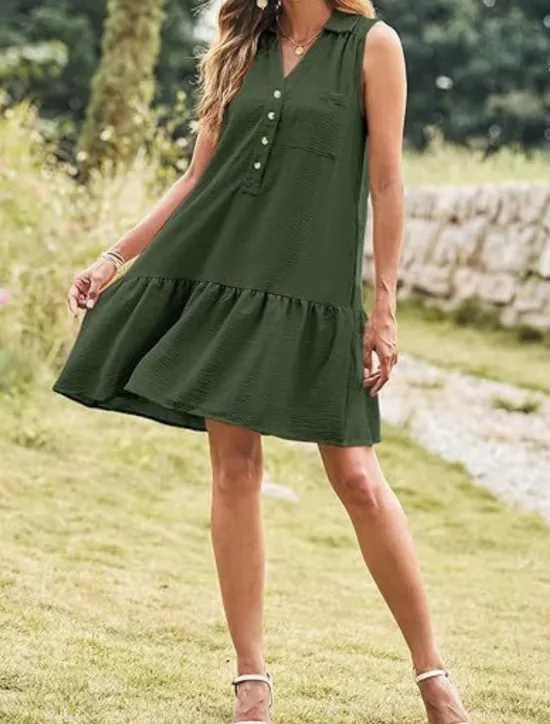 Hot Women's Mini Dress Casual Dress Tank Dress Basic Casual Vacation Daily Regular Fit Plain Sleeveless Notched Neck Black Pink Navy Blue Green Summer Women Work Dresses