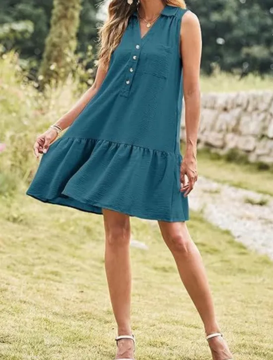 Hot Women's Mini Dress Casual Dress Tank Dress Basic Casual Vacation Daily Regular Fit Plain Sleeveless Notched Neck Black Pink Navy Blue Green Summer Women Work Dresses