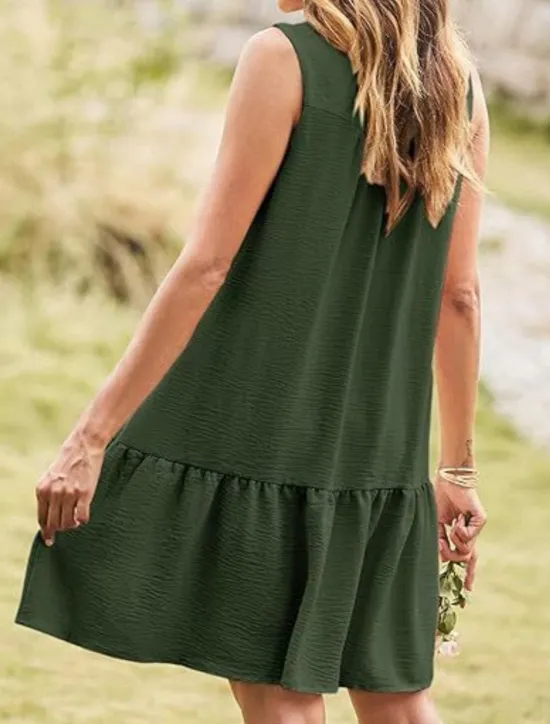 Hot Women's Mini Dress Casual Dress Tank Dress Basic Casual Vacation Daily Regular Fit Plain Sleeveless Notched Neck Black Pink Navy Blue Green Summer Women Work Dresses