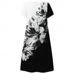 New Women's Mini Dress Casual Dress Petite Dress Sundress Shift Dress Fashion Stylish Basic Vacation Daily Date Regular Fit Floral Short Sleeve Sweetheart Black And White Black White Red Women Casual Dress