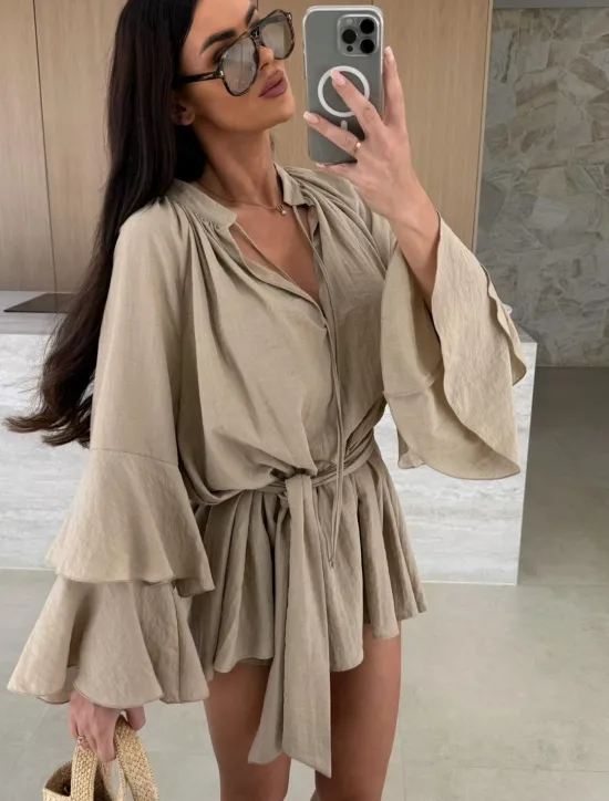 Women's Mini Dress Casual Dress Spring Dress Elegant Casual Daily Regular Fit Solid Color Long Sleeve V Neck Black White Pink Red Fall Women White Dresses