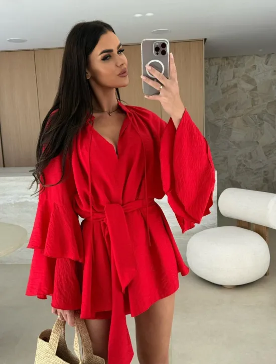 Women's Mini Dress Casual Dress Spring Dress Elegant Casual Daily Regular Fit Solid Color Long Sleeve V Neck Black White Pink Red Fall Women White Dresses