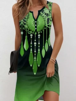 Clearance Women's Mini Dress Casual Dress Petite Dress Sundress Summer Dress Vintage Casual Vacation Daily Holiday Regular Fit Floral Graphic Bohemian Sleeveless V Neck Red Blue Purple Green Summer Women T Shirt Dresses