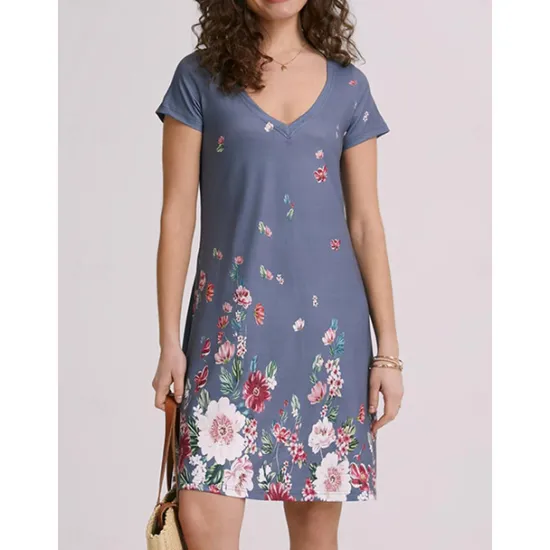 Sale Women's Mini Dress Casual Dress Petite Dress T Shirt Dress Tee Dress Sundress Basic Outdoor Vacation Birthday Regular Fit Floral Short Sleeve V Neck Light Blue White Light Green Red Summer Women Sundresses