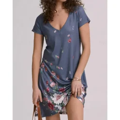Sale Women's Mini Dress Casual Dress Petite Dress T Shirt Dress Tee Dress Sundress Basic Outdoor Vacation Birthday Regular Fit Floral Short Sleeve V Neck Light Blue White Light Green Red Summer Women Sundresses