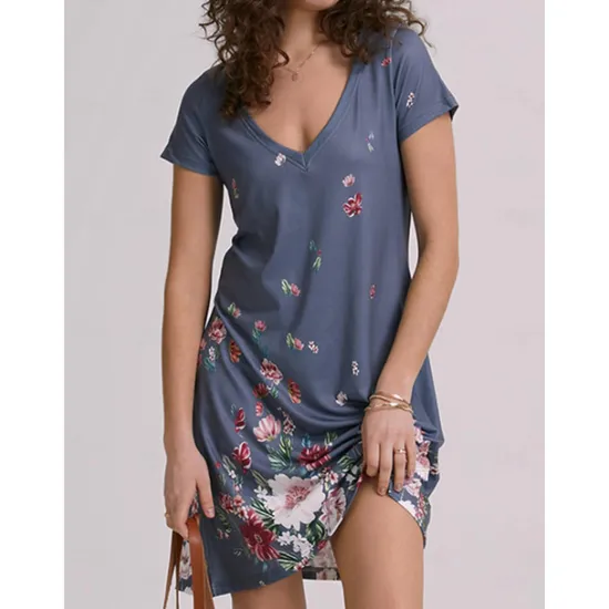 Sale Women's Mini Dress Casual Dress Petite Dress T Shirt Dress Tee Dress Sundress Basic Outdoor Vacation Birthday Regular Fit Floral Short Sleeve V Neck Light Blue White Light Green Red Summer Women Sundresses