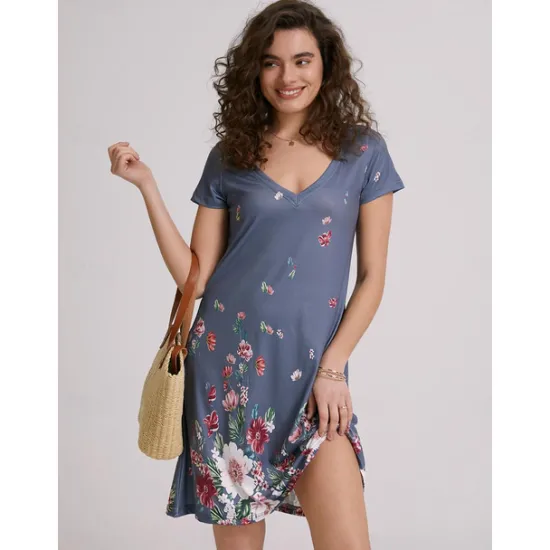 Sale Women's Mini Dress Casual Dress Petite Dress T Shirt Dress Tee Dress Sundress Basic Outdoor Vacation Birthday Regular Fit Floral Short Sleeve V Neck Light Blue White Light Green Red Summer Women Sundresses