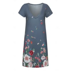 Sale Women's Mini Dress Casual Dress Petite Dress T Shirt Dress Tee Dress Sundress Basic Outdoor Vacation Birthday Regular Fit Floral Short Sleeve V Neck Light Blue White Light Green Red Summer Women Sundresses