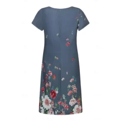 Sale Women's Mini Dress Casual Dress Petite Dress T Shirt Dress Tee Dress Sundress Basic Outdoor Vacation Birthday Regular Fit Floral Short Sleeve V Neck Light Blue White Light Green Red Summer Women Sundresses