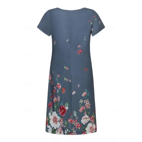 Sale Women's Mini Dress Casual Dress Petite Dress T Shirt Dress Tee Dress Sundress Basic Outdoor Vacation Birthday Regular Fit Floral Short Sleeve V Neck Light Blue White Light Green Red Summer Women Sundresses