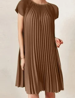 New Women's Mini Dress Casual Dress T Shirt Dress Tee Dress Basic Casual Vacation Daily Regular Fit Plain Short Sleeve Crew Neck Black Brown Green Summer Women Work Dresses