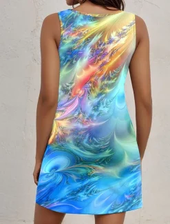 Clearance Women's Mini Dress Casual Dress Petite Dress Sundress Tank Dress Vintage Vacation Holiday Date Loose Fit Ombre Sleeveless Crew Neck Summer Women Sundresses