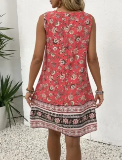 Clearance Women's Mini Dress Casual Dress Tank Dress Boho Dress Bohemia Vacation Casual Vacation Daily Regular Fit Floral Sleeveless Crew Neck Summer Women T Shirt Dresses