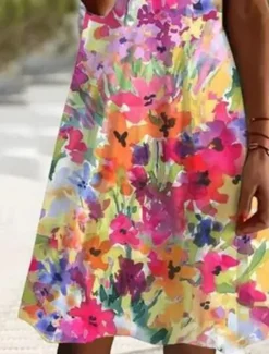 Online Women's Mini Dress Casual Dress Elegant Tropical Hawaiian Daily Regular Fit Floral Short Sleeve Crew Neck Magenta White Pink Light Red Summer Women T Shirt Dresses