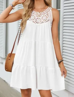 Online Women's Mini Dress Casual Dress Tank Dress Basic Casual Vacation Daily Regular Fit Plain Sleeveless Crew Neck Black White Navy Blue Fuchsia Summer Women Sundresses