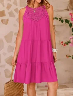 Online Women's Mini Dress Casual Dress Tank Dress Basic Casual Vacation Daily Regular Fit Plain Sleeveless Crew Neck Black White Navy Blue Fuchsia Summer Women Sundresses