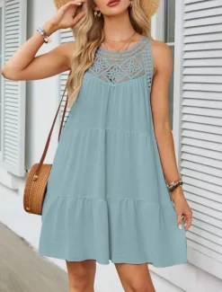 Online Women's Mini Dress Casual Dress Tank Dress Basic Casual Vacation Daily Regular Fit Plain Sleeveless Crew Neck Black White Navy Blue Fuchsia Summer Women Sundresses