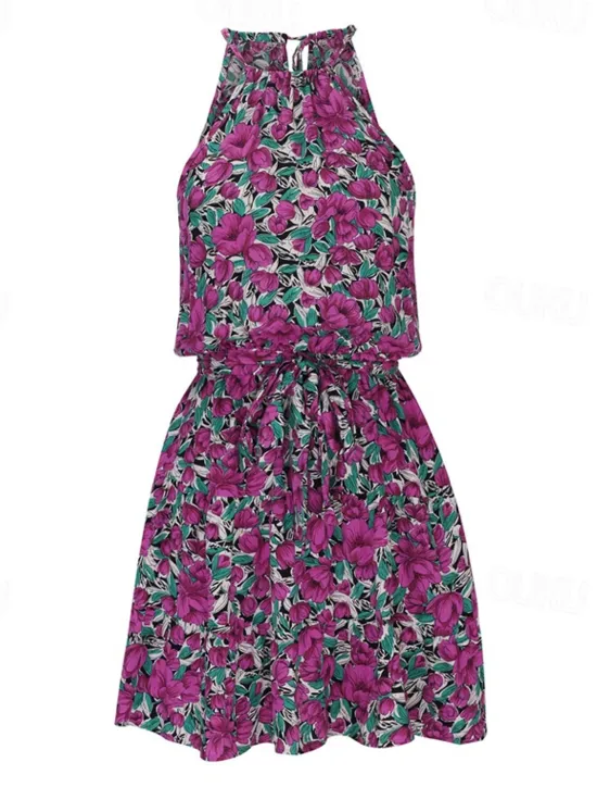 Hot Women's Mini Dress Casual Dress A Line Dress Floral Dress Summer Dress Stylish Casual Vacation Daily Date Regular Fit Floral Sleeveless Strap Red Summer Spring Women Floral Dresses|Spring Dresses