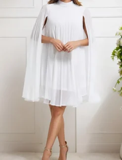 Outlet Women's Mini Dress Casual Dress Elegant Stylish Casual Vacation Daily Regular Fit Plain Long Sleeve Turtleneck White Yellow Red Orange Summer Women Cocktail Dress