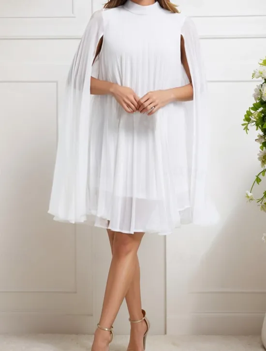 Outlet Women's Mini Dress Casual Dress Elegant Stylish Casual Vacation Daily Regular Fit Plain Long Sleeve Turtleneck White Yellow Red Orange Summer Women Cocktail Dress