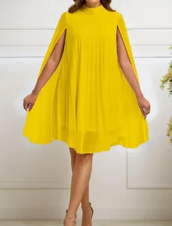 Outlet Women's Mini Dress Casual Dress Elegant Stylish Casual Vacation Daily Regular Fit Plain Long Sleeve Turtleneck White Yellow Red Orange Summer Women Cocktail Dress
