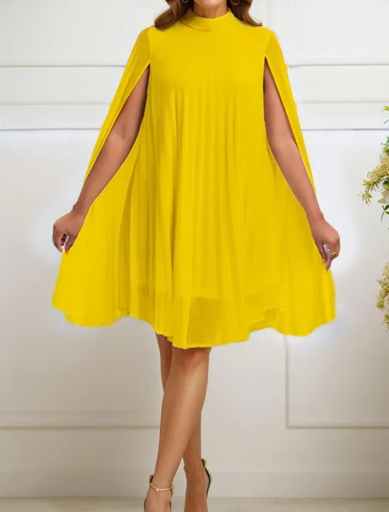 Outlet Women's Mini Dress Casual Dress Elegant Stylish Casual Vacation Daily Regular Fit Plain Long Sleeve Turtleneck White Yellow Red Orange Summer Women Cocktail Dress