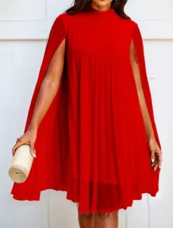 Outlet Women's Mini Dress Casual Dress Elegant Stylish Casual Vacation Daily Regular Fit Plain Long Sleeve Turtleneck White Yellow Red Orange Summer Women Cocktail Dress