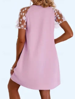 Clearance Women's Mini Dress Casual Dress Shift Dress Personalized Stylish Modern Butterfly Sleeve Daily Holiday Date Loose Fit Heart Short Sleeve V Neck White Pink Summer Fall Women T Shirt Dresses