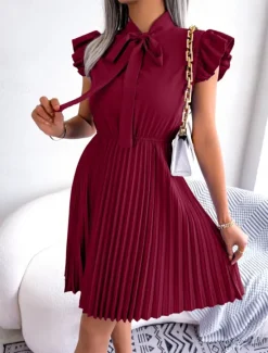 Clearance Women's Mini Dress Casual Dress A Line Dress Stylish Basic Casual Vacation Daily Regular Fit Plain Sleeveless Stand Collar Black Wine Summer Spring Women Work Dresses