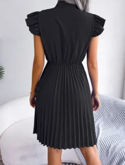 Clearance Women's Mini Dress Casual Dress A Line Dress Stylish Basic Casual Vacation Daily Regular Fit Plain Sleeveless Stand Collar Black Wine Summer Spring Women Work Dresses