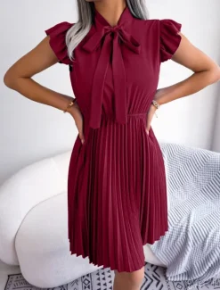 Clearance Women's Mini Dress Casual Dress A Line Dress Stylish Basic Casual Vacation Daily Regular Fit Plain Sleeveless Stand Collar Black Wine Summer Spring Women Work Dresses