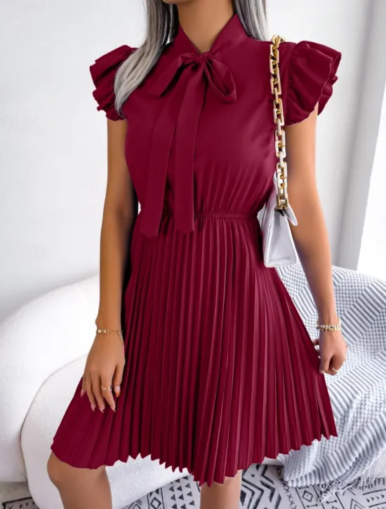 Clearance Women's Mini Dress Casual Dress A Line Dress Stylish Basic Casual Vacation Daily Regular Fit Plain Sleeveless Stand Collar Black Wine Summer Spring Women Work Dresses